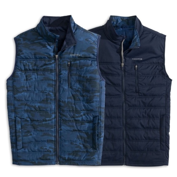 Fish Hippie Reversible Brooker Quilted‎ Vest - Navy MEDIUM - Picture 2 of 11